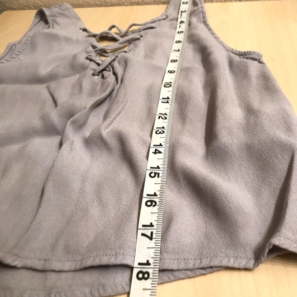 Grey Crop Tank w/Laced up front. Blouse. Misses L. Forever 21. NWT. Sexy. - Picture 11 of 11